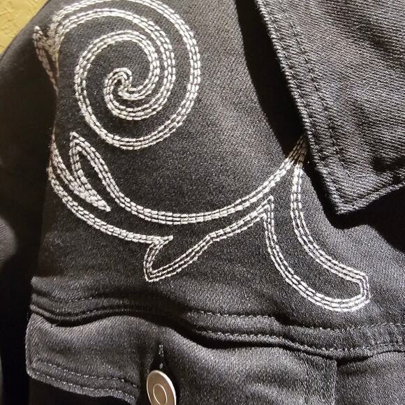 Cato S 26/28 Black Denim Jacket Embroidered Western Boho Y2K Revival Cowgirlcore - Picture 7 of 15